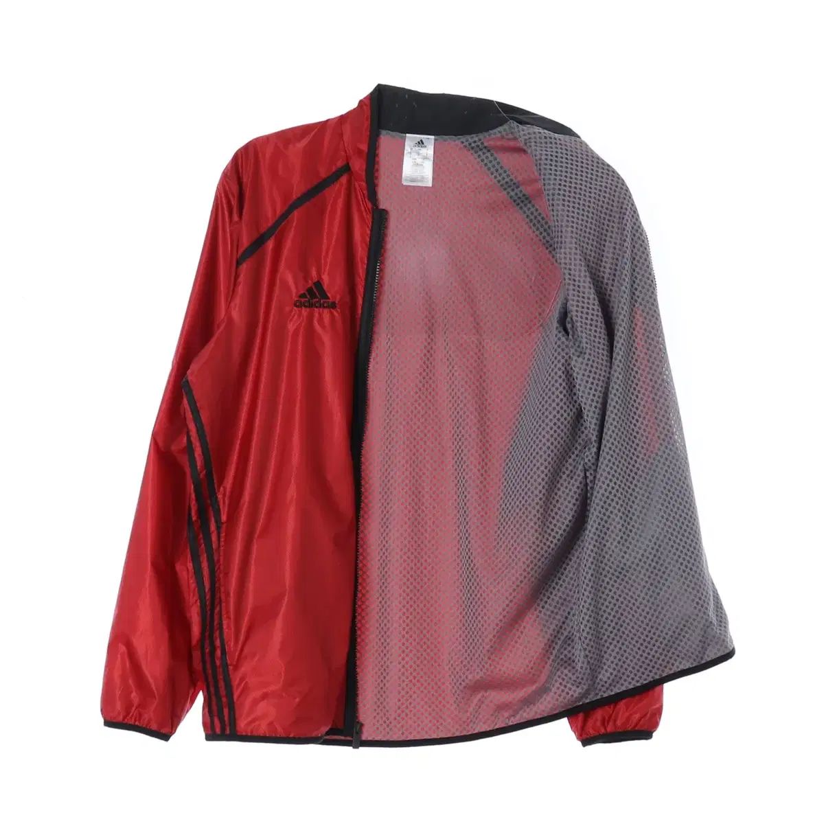 新品　adidas ウィンドブレーカー Lサイズ　赤　レッド L adidas(アディダス) 光沢 レッド 3本線 ウインドブレーカー