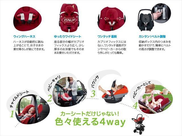 Maxi-Cosi Pebble マキシコシ ペブル レッド クリーニング済み 新生児