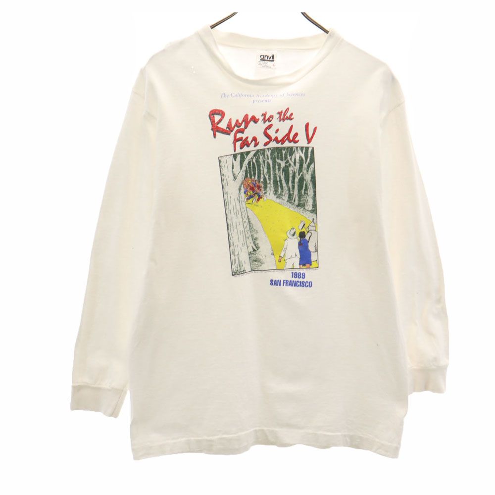 アンヴィル 80s USA製 ヴィンテージ Run to the far Side 長袖 シングルステッチ 協賛系 Tシャツ L ホワイト anvil ロンT メンズ