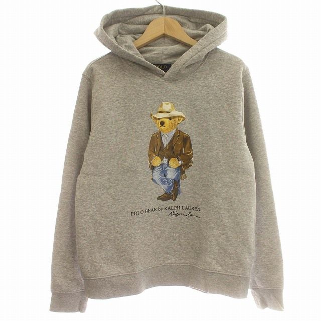 ポロ ラルフローレン POLO RALPH LAUREN キッズ パーカー スウェット プルオーバー 裏起毛 ポロベアー クマ L14-16 グレー /G