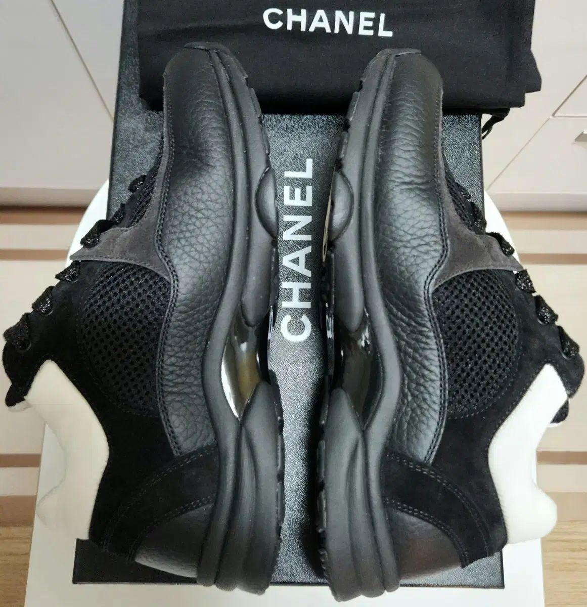 m4706 シャネル CHANEL メッシュ スエード カーフスキン スニーカー スニーカー - メッシュ & スエード カーフスキン、ブラック