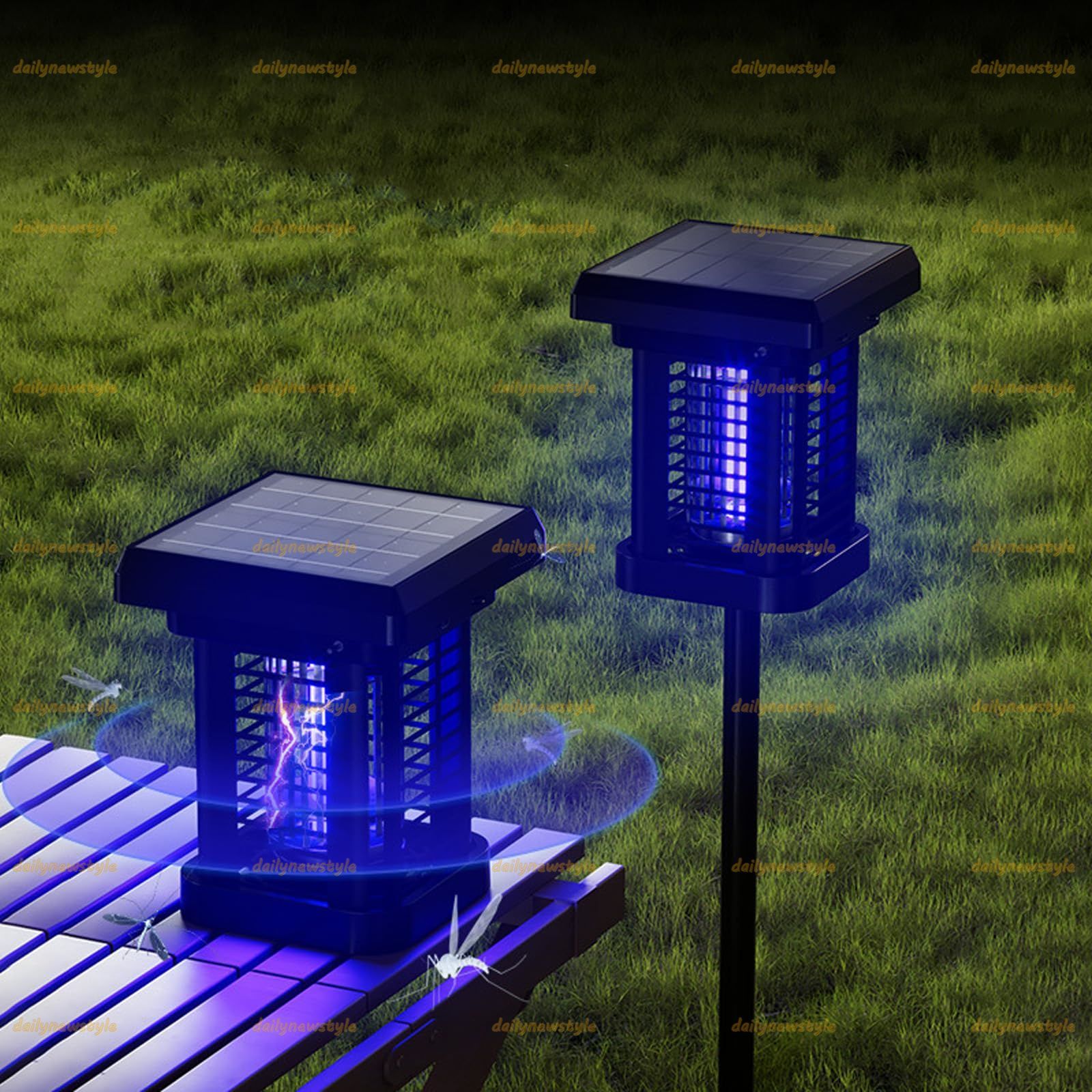 人気推薦◇電撃殺虫灯 ソーラー充電式蚊取り器 UV光源誘引式 害虫退治