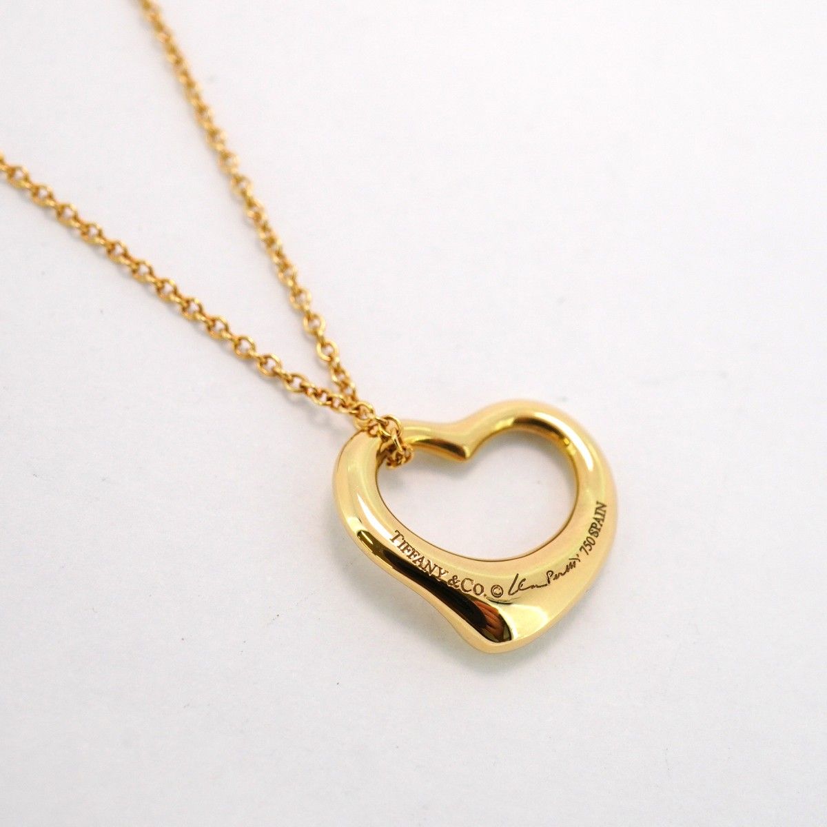 5jdb0926】ティファニー ネックレス オープンハート K18YG イエロー  