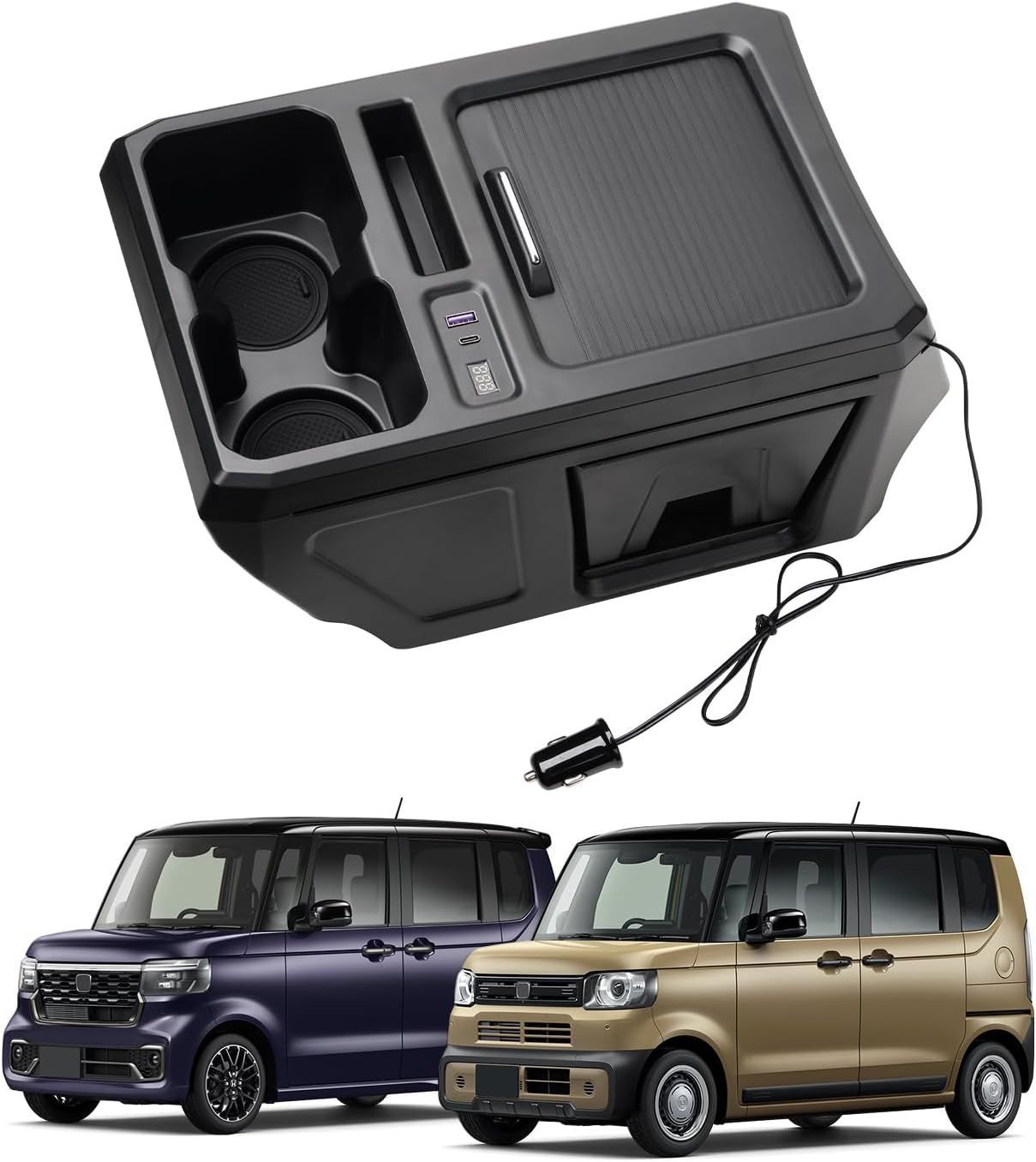 ホンダ N-BOX nboxカスタム センターテーブル ドリンクテーブル ゴミ箱 中央コンソールボックス 雰囲気ランプ付き ロアボックス USB電源