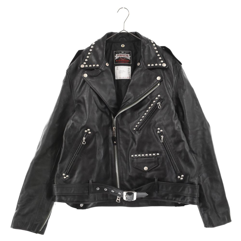 Sacai サカイ 22AW×SCHOTT Leather Studs Blouson スタッズダブルライダースジャケット 22-02876M ブラック