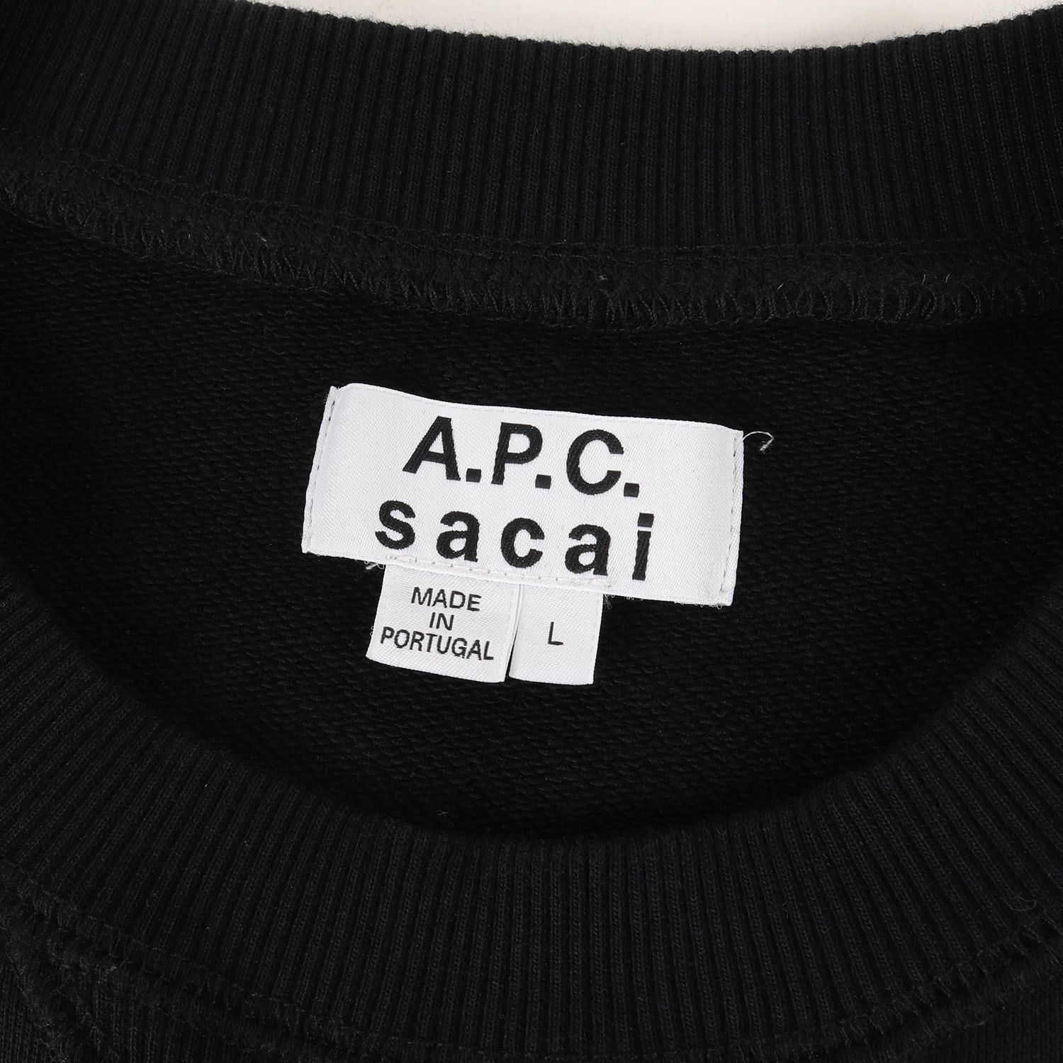 美品 Sacai サカイ スウェット サイズ:L A.P.C. コラボ ロゴ クルーネック スウェットシャツ (APC Tani Sweatshirt  21E2-COEON-M27656) ブラック 黒 トップス トレーナー コラボ【メンズ】 - メルカリ