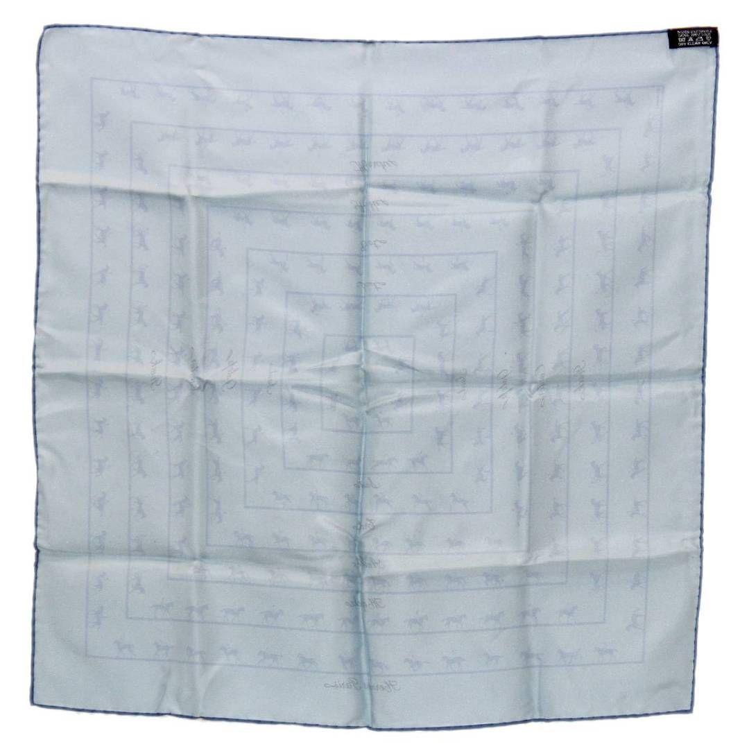 HERMES / エルメス ポケットチーフ シルク ブルー NO Aランク HERMES