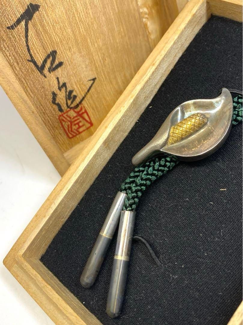 在銘 純銀 水芭蕉ループタイ 共箱 31g 東Y6-0710 2F
