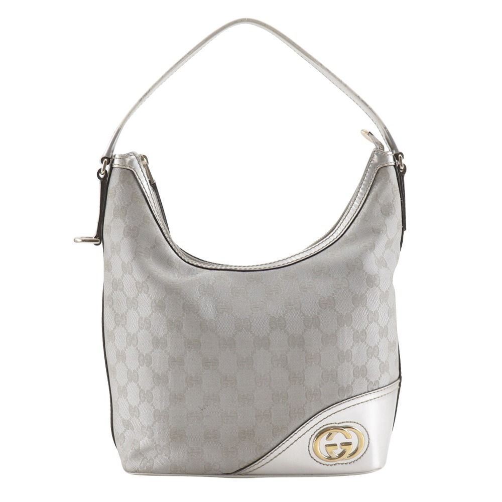 GUCCI グッチ インターロッキングG 182491 GGキャンバス シルバー レディース ショルダーバッグ