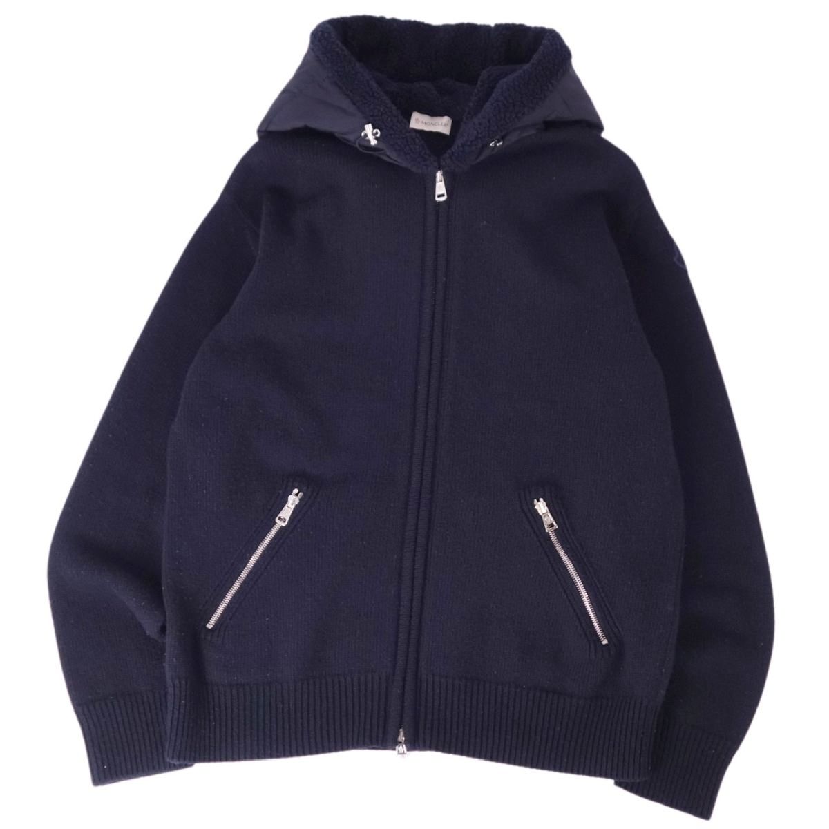 美品 モンクレール MONCLER パーカー 2022 フーディ ニット ボア 