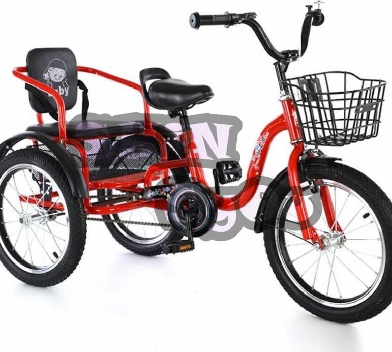 子供用シングルスピード三輪車 3～12歳向け、 16 インチの安全なクルーズ バイク、 携帯用三輪自転車 バスケットと背もたれ付き、 お子様へのギフトに最適，赤