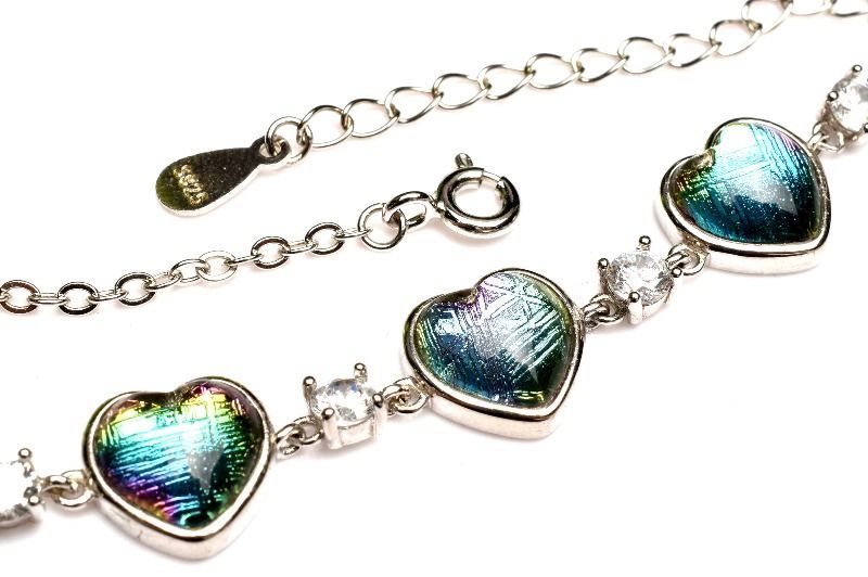 シルバー925 ギベオン(メテオライト隕石) 8x8mm レインボーカラー