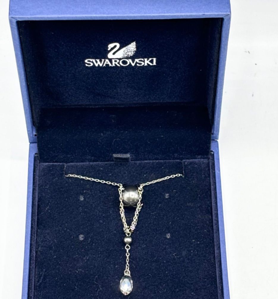 SWAROVSKI スワロフスキー ドロップ ネックレス ブラックパール 