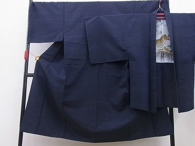 平和屋着物○男性 紬 アンサンブル 霞文 羽裏：虎 逸品 BAAD3573gh