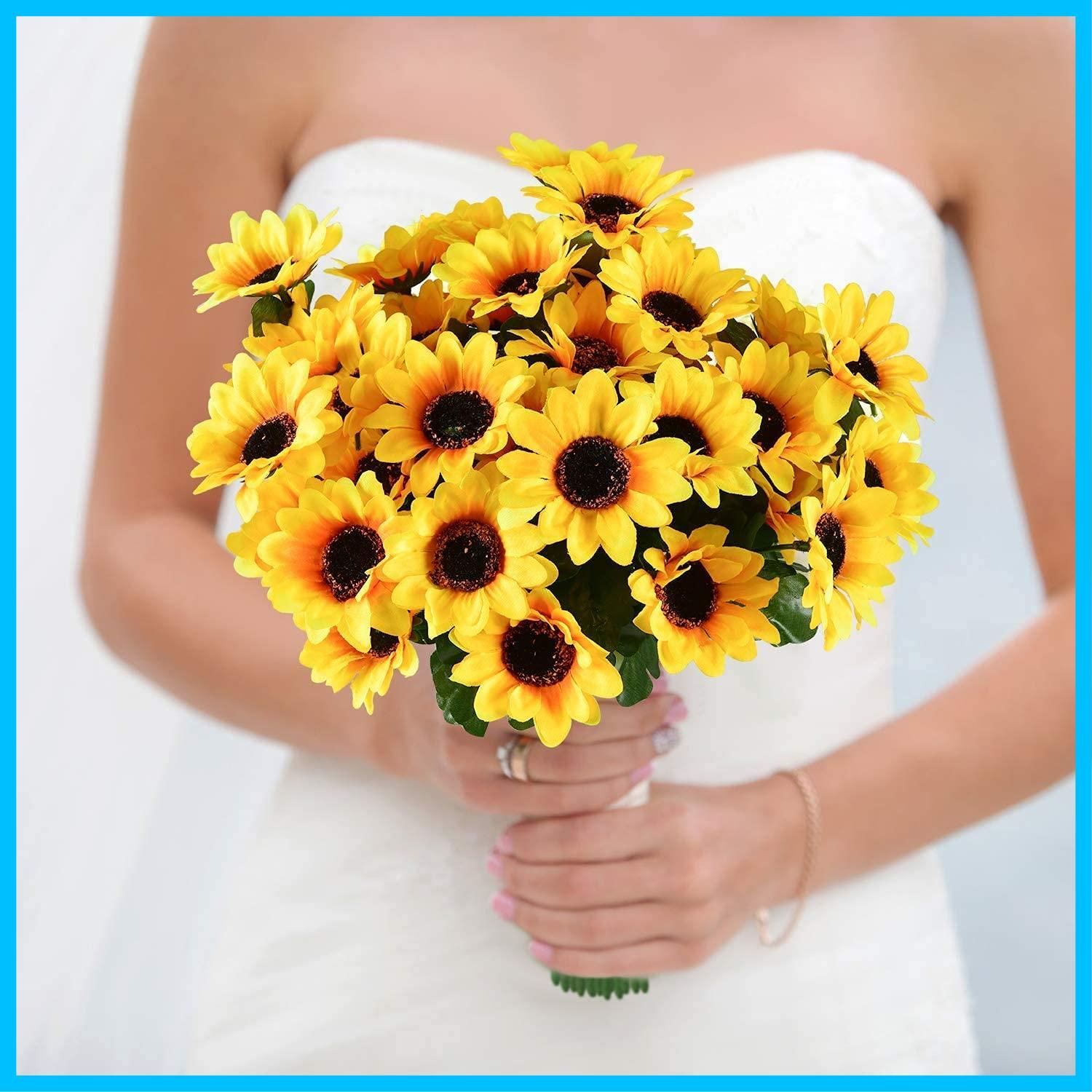 生花みたい 枯れない花 撮影 人工観葉植物 母の日 7本 束 お祝い 4束28本 プレゼント 結婚式 花束 オフィス 造花 喫茶店 ひまわり 部屋飾り himsyuden インテリア 28本4束