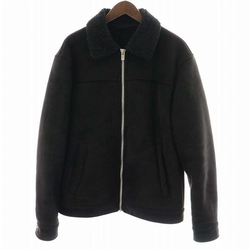 zara フェイクスエードジャケット ブラック M ザラ ZARA フェイクスエード ジャケット 裏ボア アウター M 黒