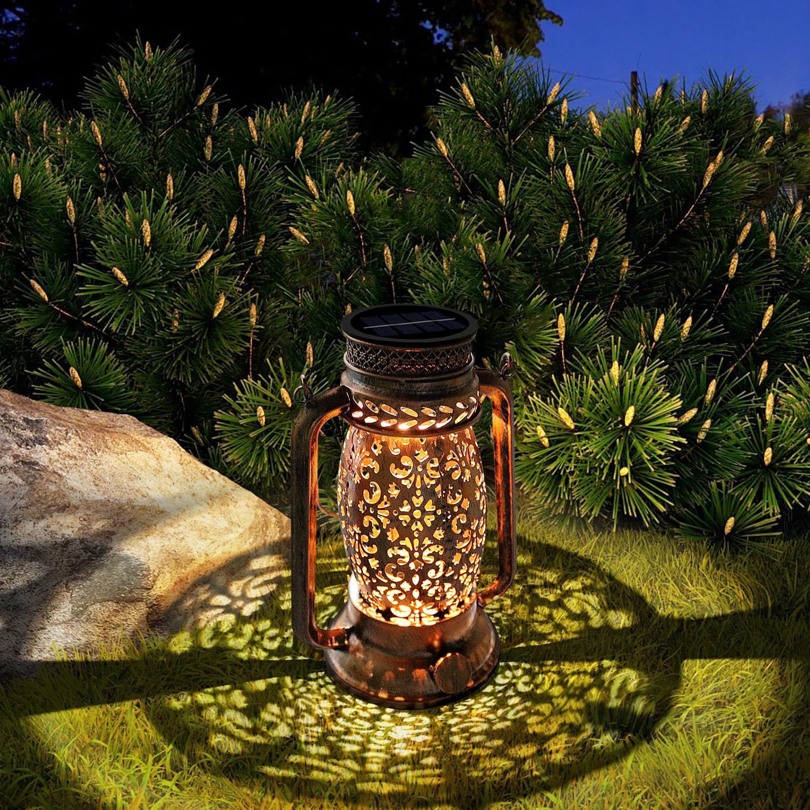 ランタン ソーラー 屋外 暖色 ガーデンライト アンティーク