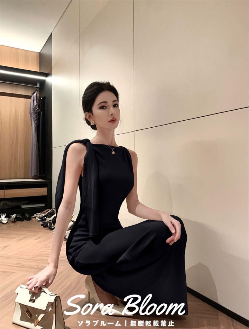 美しいラインのアシンメトリーデザイン ロングタイトドレス【パーティー】 新品未使用美しいラインのアシンメトリーデザイン ロングタイト