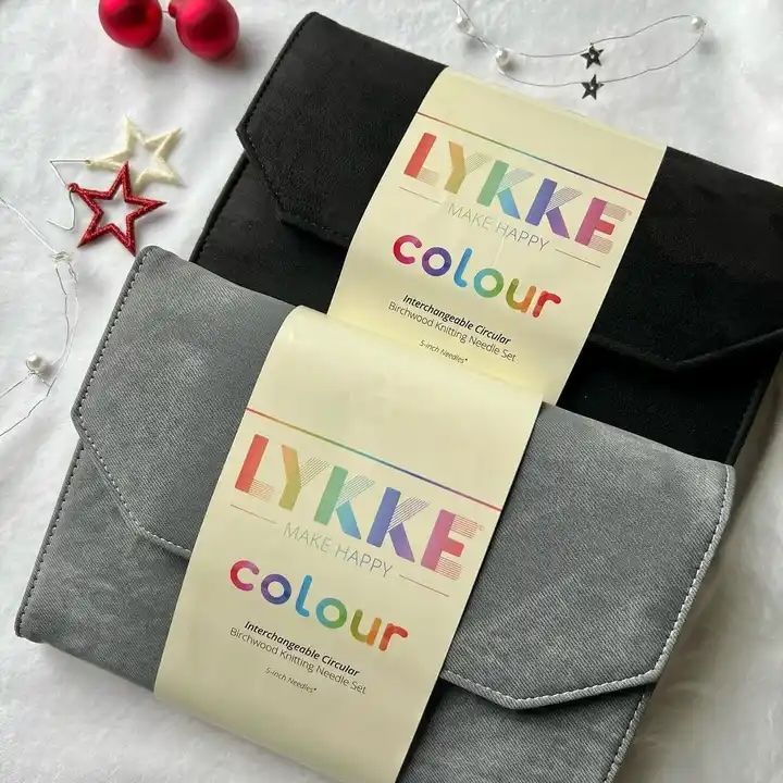 LYKKE 付け替え式輪針セット colour 5インチ✳︎black vegan suede|grey denim