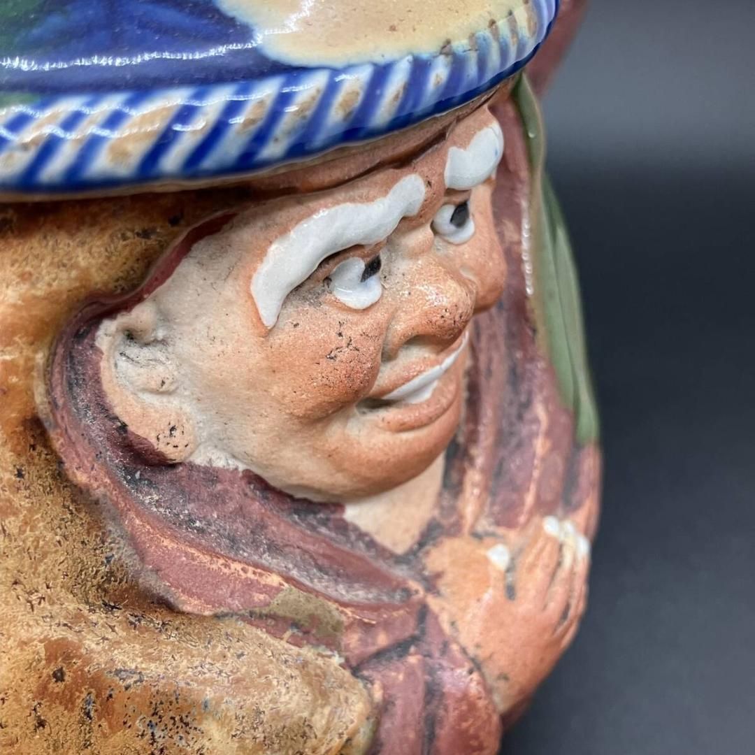 明治期 隅田焼 蓋物　井上 良斎作 色絵人物形 東京焼　アンティーク　署名あり 明治期 隅田焼 蓋物 井上 良斎作 色絵人物形 東京焼 アンティーク 署名あり