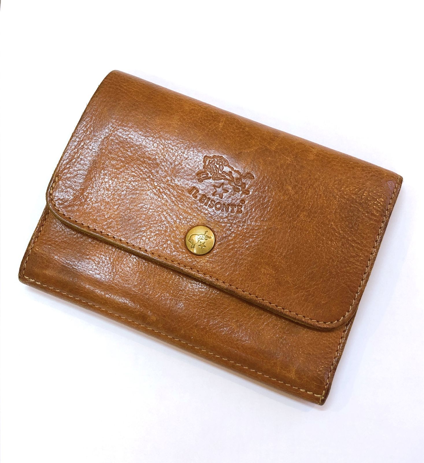 2325】 イルビゾンテ 折畳財布 ブラウン レザー 三つ折り財布