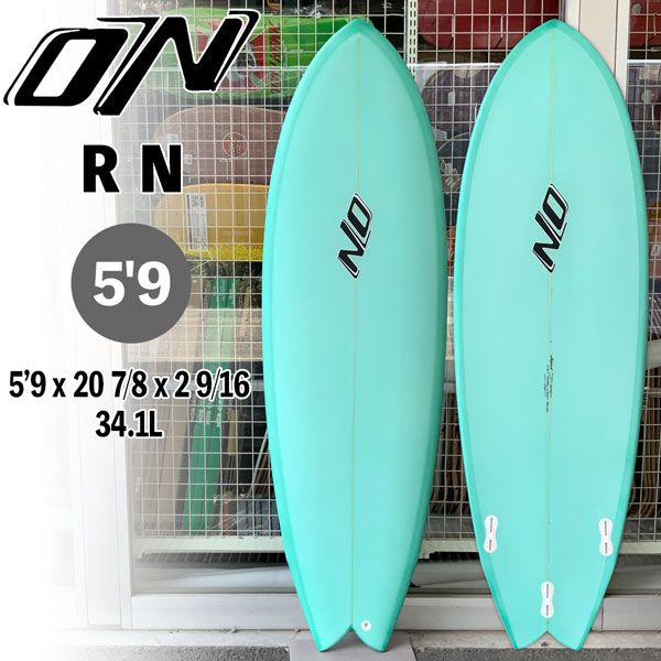 オオノシェイプ ONO SURFBOARDS RN PU 5’9 x 20 7/8 x 2 9/16 34.1L FCS2  MINT GREEN TINT 3FIN BOX仕様