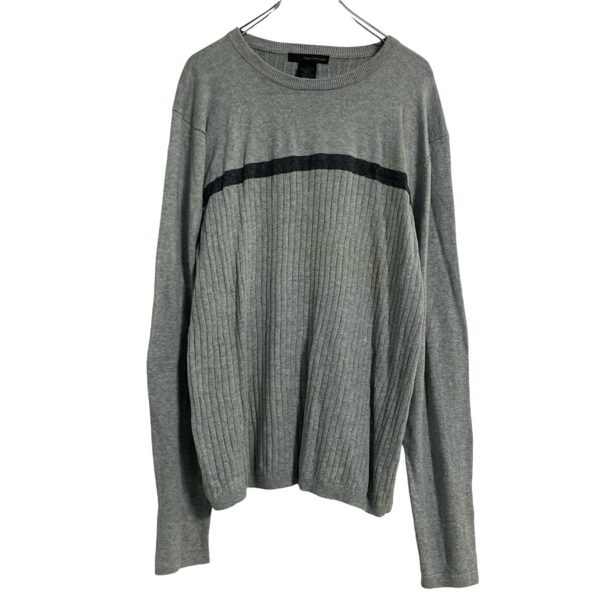 Calvin Klein Jeans コットン ニット セーター L グレー カルバン 