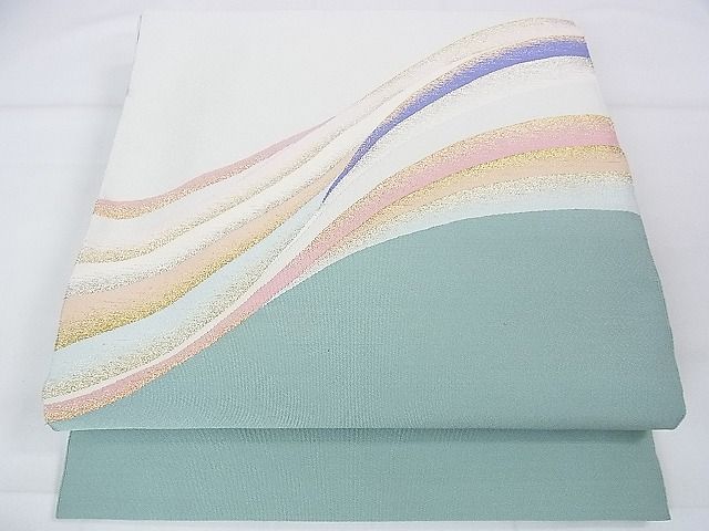 平和屋2□極上 西陣 小川英謹製 爪掻き本綴れ 八寸名古屋帯 流水文 金  