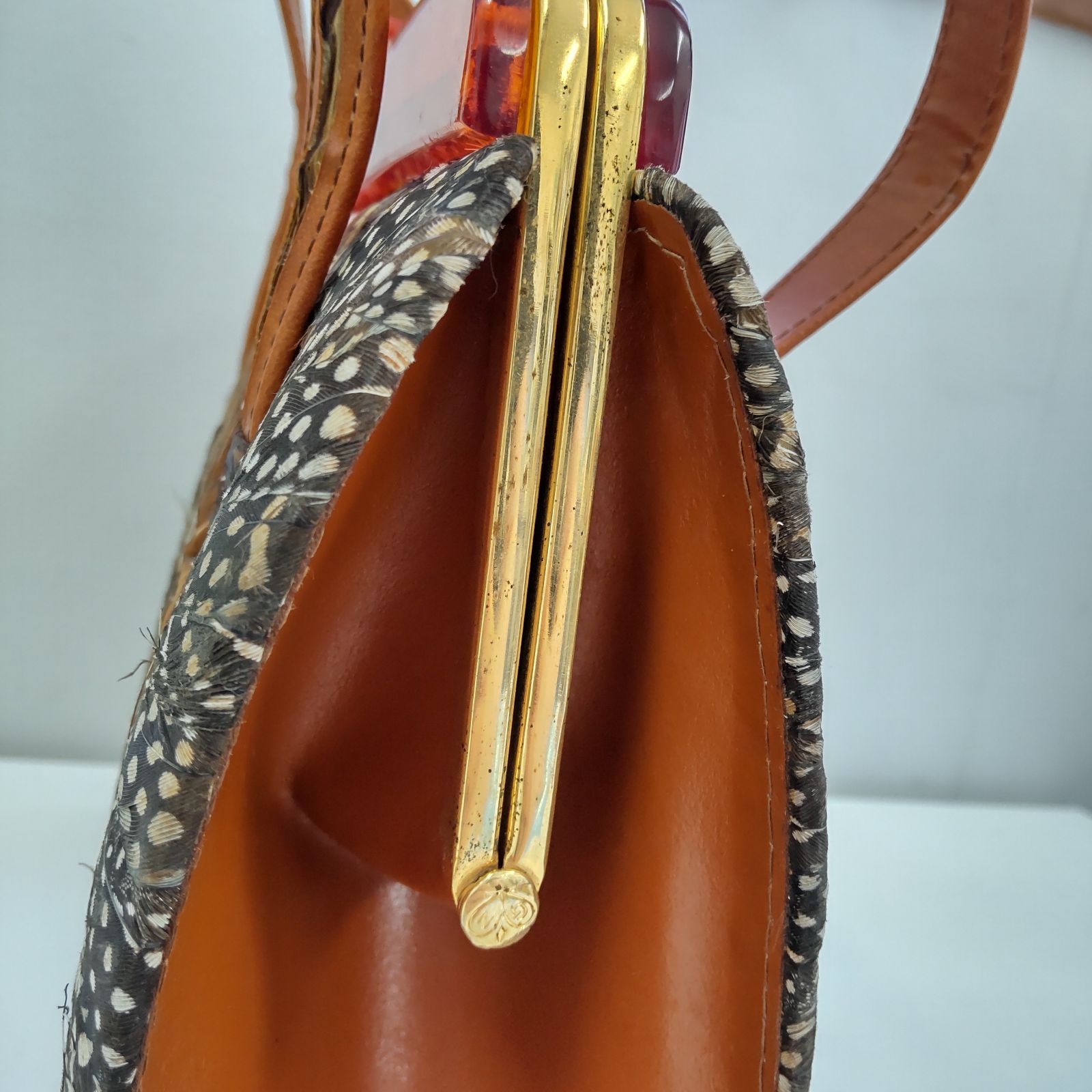 和装バック アンティーク品 孔雀羽 クジャク レトロ 和装小物