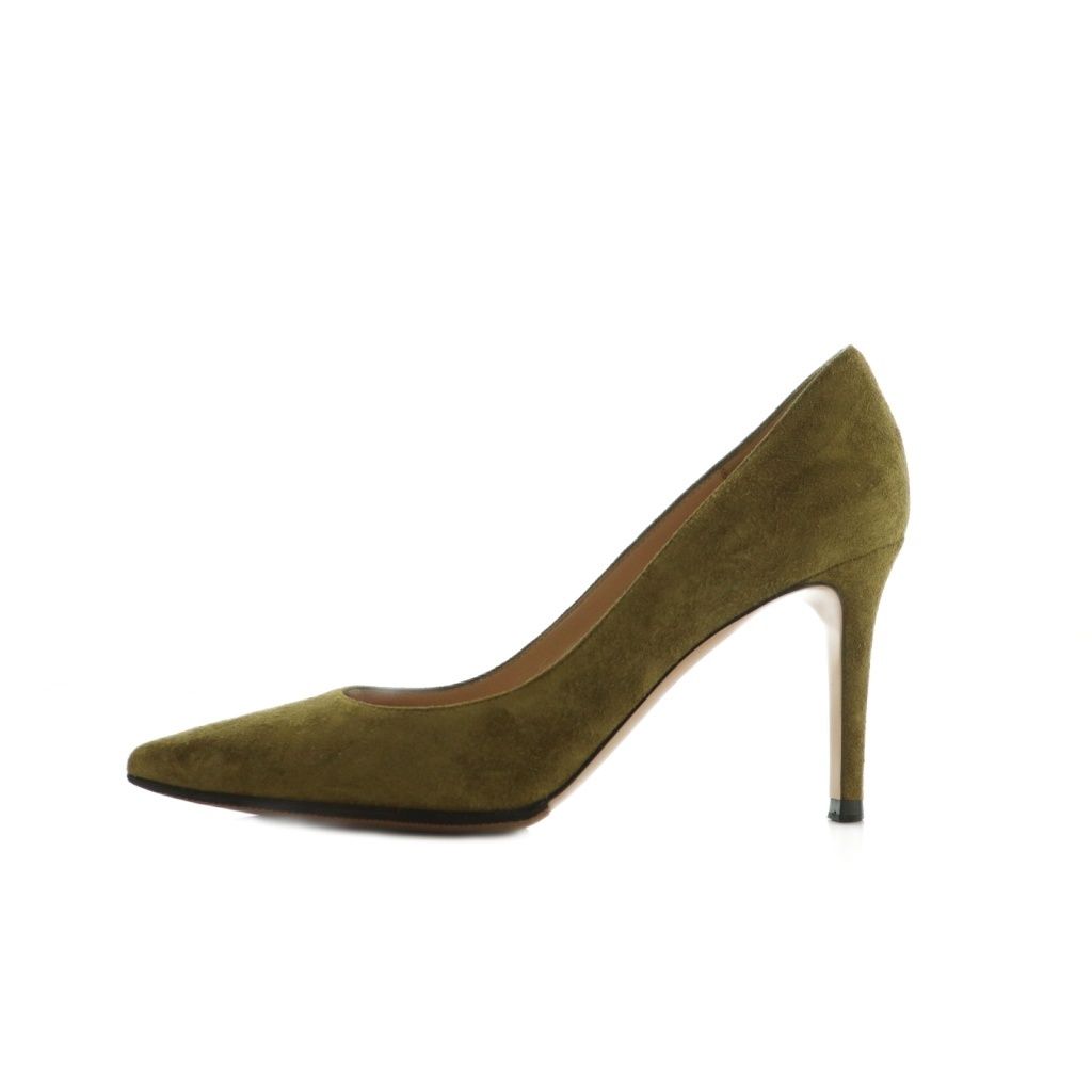 ジャンヴィトロッシ Gianvito Rossi パンプス ポインテッドトゥ ピンヒール スエード 35 22.0cm カーキ |MI OS SH