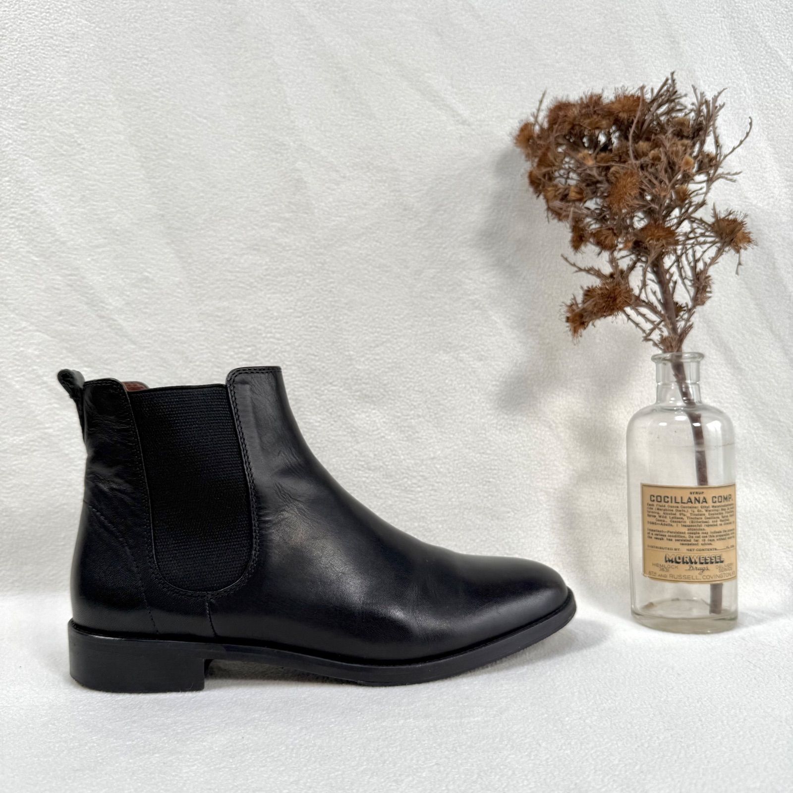 『極美品』レザースリッポン サイドゴア　革靴　ブラック　マーガレットハウエル 極美品♪マーガレットハウエルアイデア サイドゴア スリッポン レザー