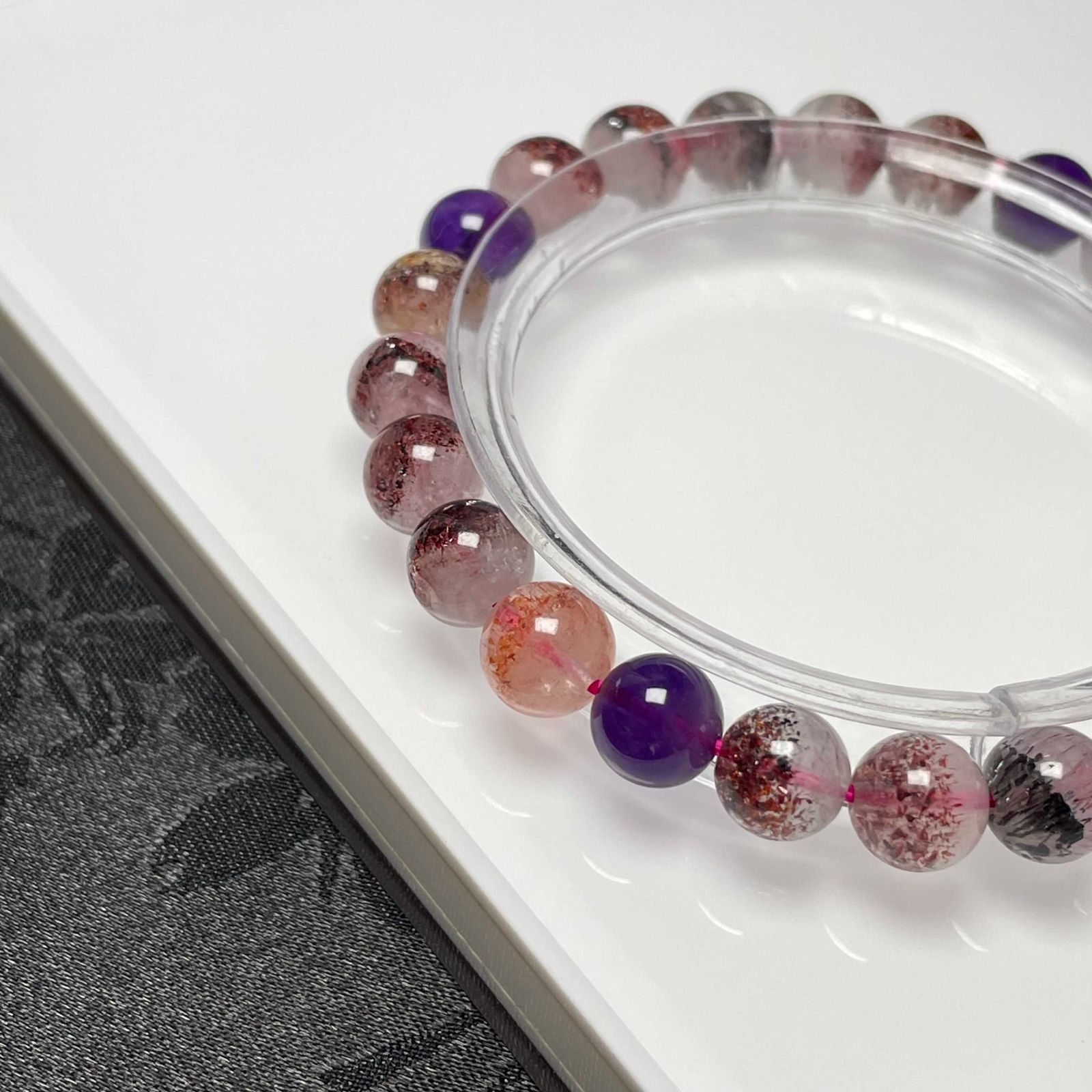 天然美品☆【極満針スーパーセブン】☆ブレスレット 天然石B 7.4-7.8mm 