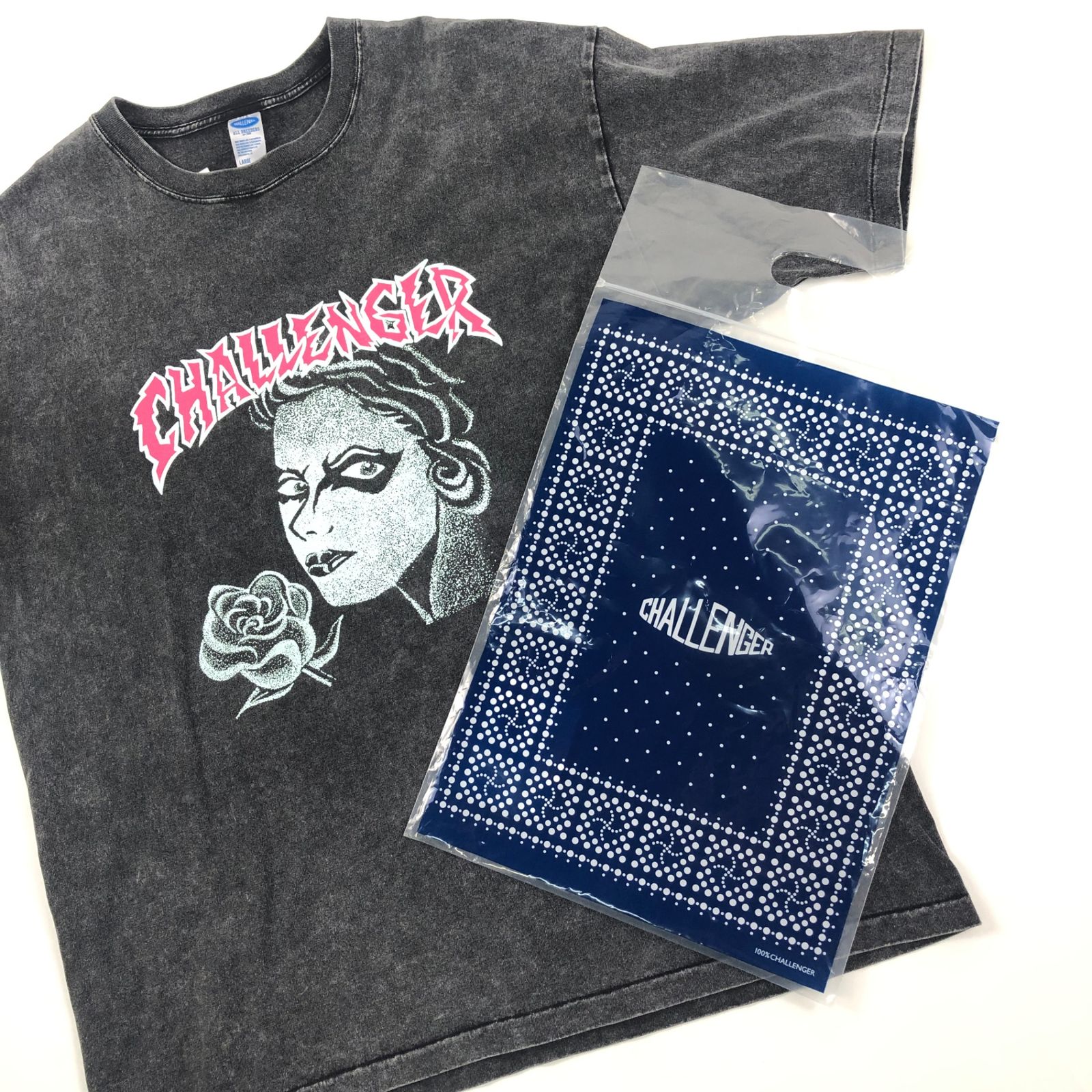 CHALLENGER 長袖シャツ M グレー フレイムプリント CHALLENGER [チャレンジャー] OVAL EAGLE PRINTED SHIRT