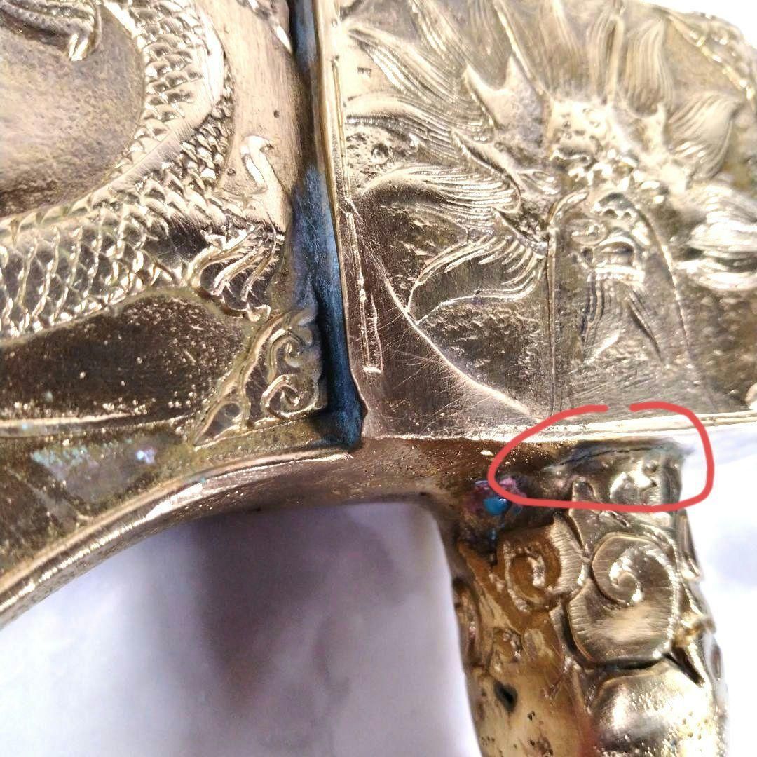 銅の斧 ブロンズ製の斧 48cm チベット密教法具 龍紋 龍文 金剛