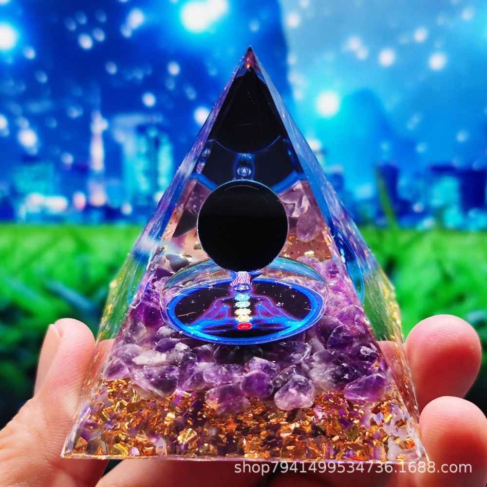 オルゴナイト ピラミッド 水晶 本物 置物 パワーストーン 浄化