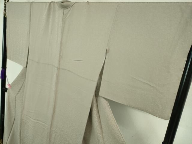 平和屋着物□極上 色無地 ロング丈 幸運宝珠 南天地紋 枯野色 反端付き