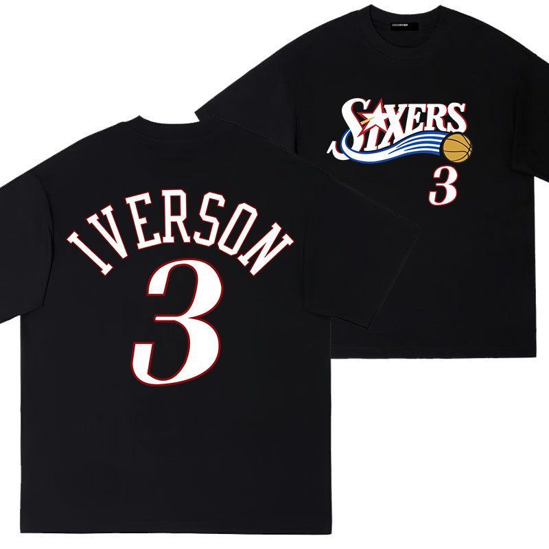 匿名配送　アレン・アイバーソン　バスケットシャツ　XL THE ANSWER アレン・アイバーソン Allen Iverson 【XLサイズ】 Tシャツ 黒