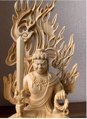 精密細工 木彫仏像 不動明王座像 仏像 桧木 最新作 檜木 木彫仏像 仏教美術 精密細工 不動明王像 - メルカリ
