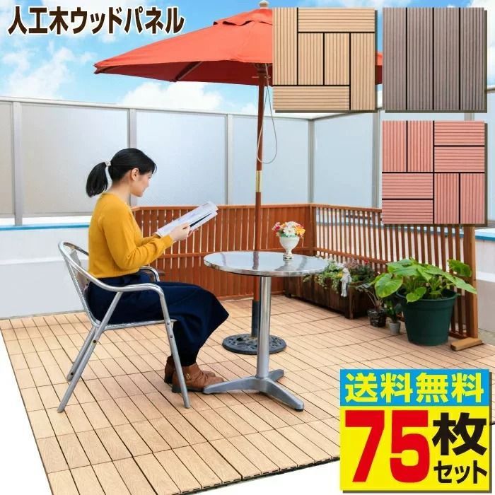 5|8までフォロワー 100円クーポン有 ウッドパネル ABC 75枚セット 人工木 タイル 樹脂ウッドデッキ 人工木材