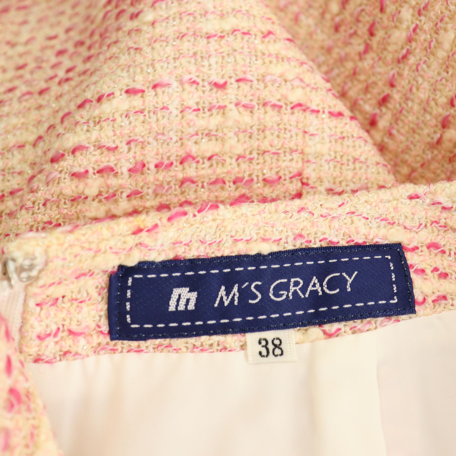 エムズグレイシー M'S GRACY ツイード ノーカラージャケット