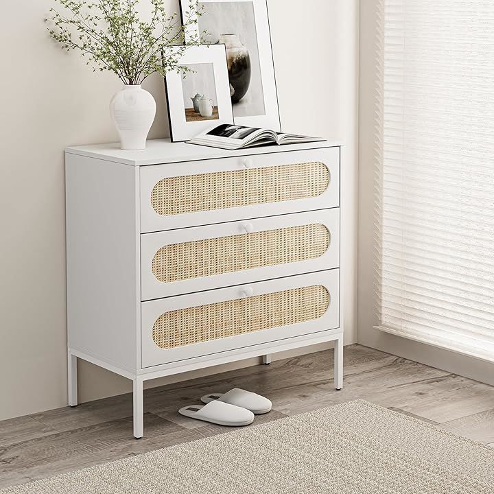 IKIFLY 収納チェスト 引き出し 木製 タンス ラタン調 キャビネット 大