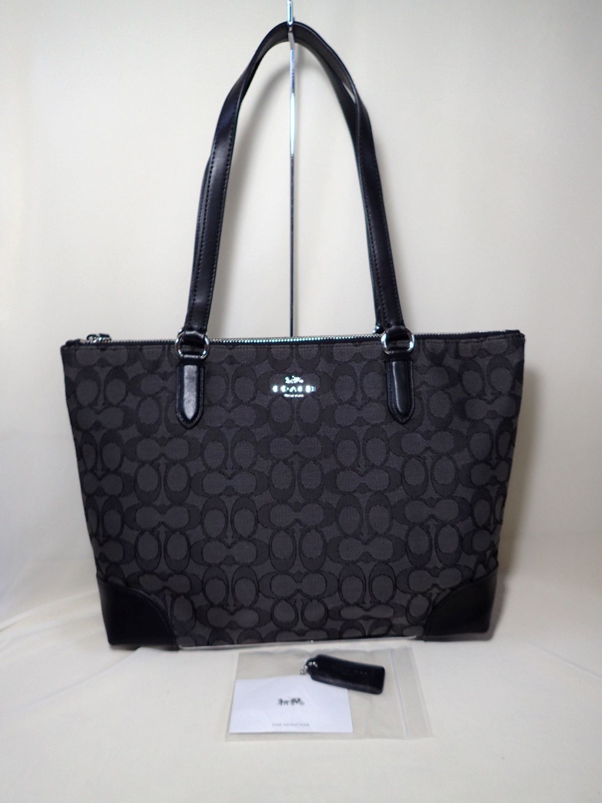 COACH コーチ F29958 SVDK6 シグネチャー キャンバス トートバッグ ブラックスモーク×ブラック