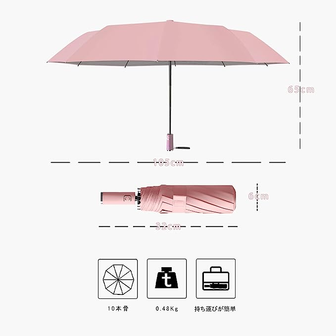 新品 折りたたみ傘 日傘 晴雨兼用 ワンタッチ 自動開閉 UVカット