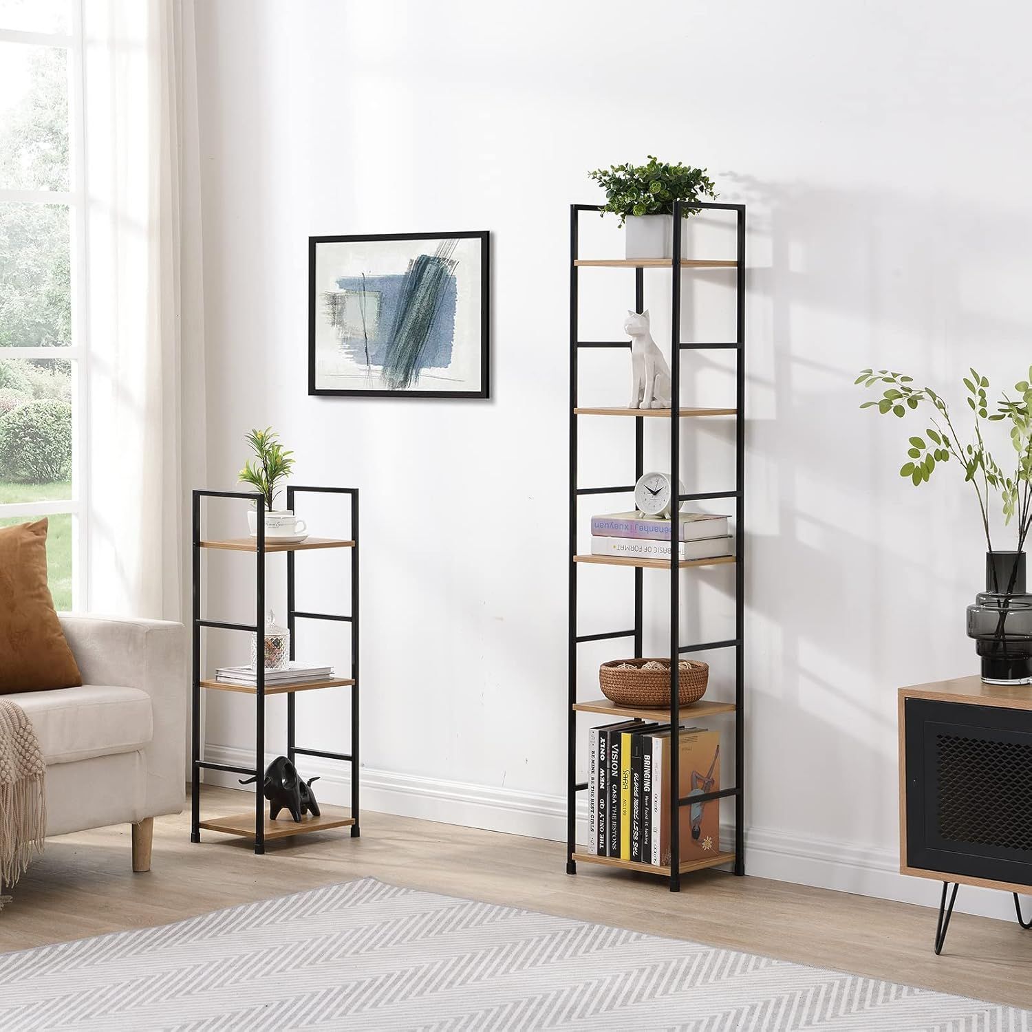 レトロ家具꧂5段コーナーラック収納 本棚 ブックシェルフ 花台フラワー