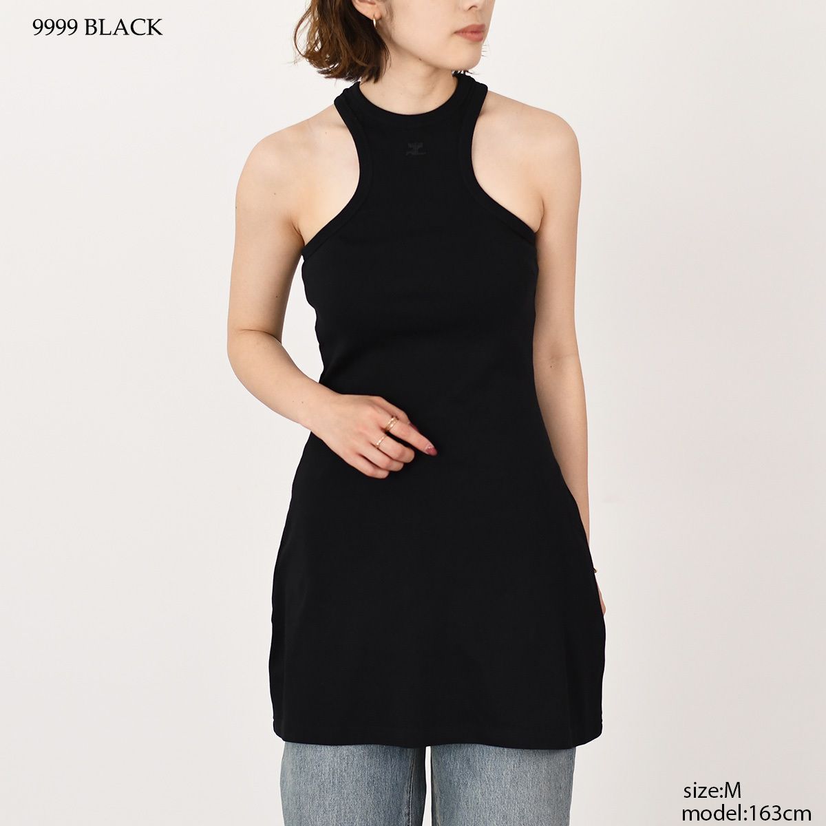ワンピース Courreges DRESS (125JR0577JS0203) Courreges Contrast Scuba Mini Dress 125JRO577JS0203 BLACK