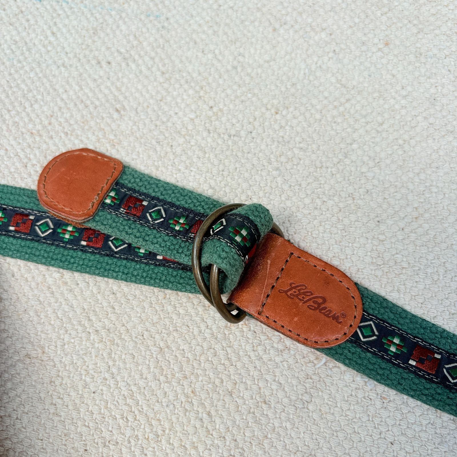 エルエルビーン☆ベルト☆アメリカ製 Vtg LL Bean Belt Mens One Size Adjustable Brass Slide Buckle