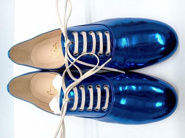 Christian Louboutin FRED FLAT MIRROR FABRIC VERSION BLUE クリスチャン ルブタン ドレスシューズ ブルー サイズ39 24 cm 箱あり
