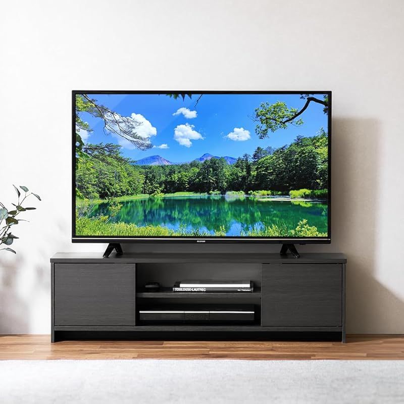 47インチまで対応 アイリスオーヤマ テレビ台 隠せる収納 AVボード ローボード 収納 棚 ボックスタイプ 幅約109.5×奥行約29.6×高さ約31.1cm BAB-110R ブラックオーク 0