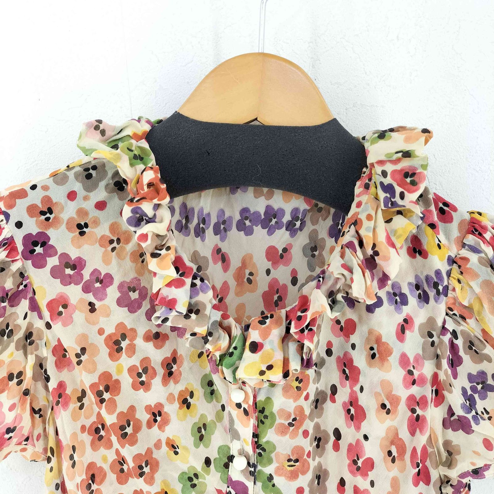 TSUMORI CHISATO シルク半袖ブラウス ツモリチサト TSUMORI CHISATO 花柄 シルク 半袖 ブラウス