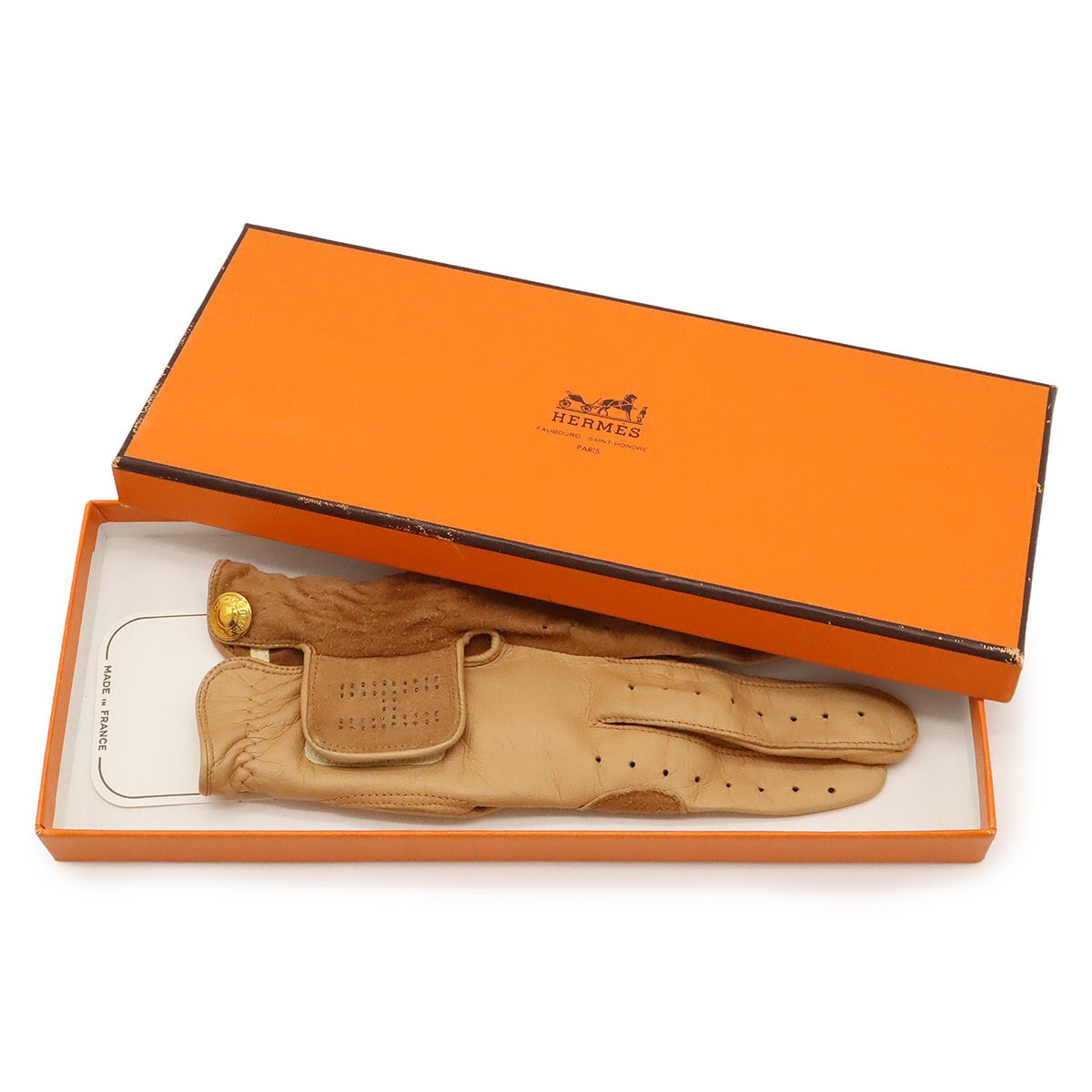 HERMES エルメス Hロゴ ゴルフグローブ 革手袋 片手用 レザー